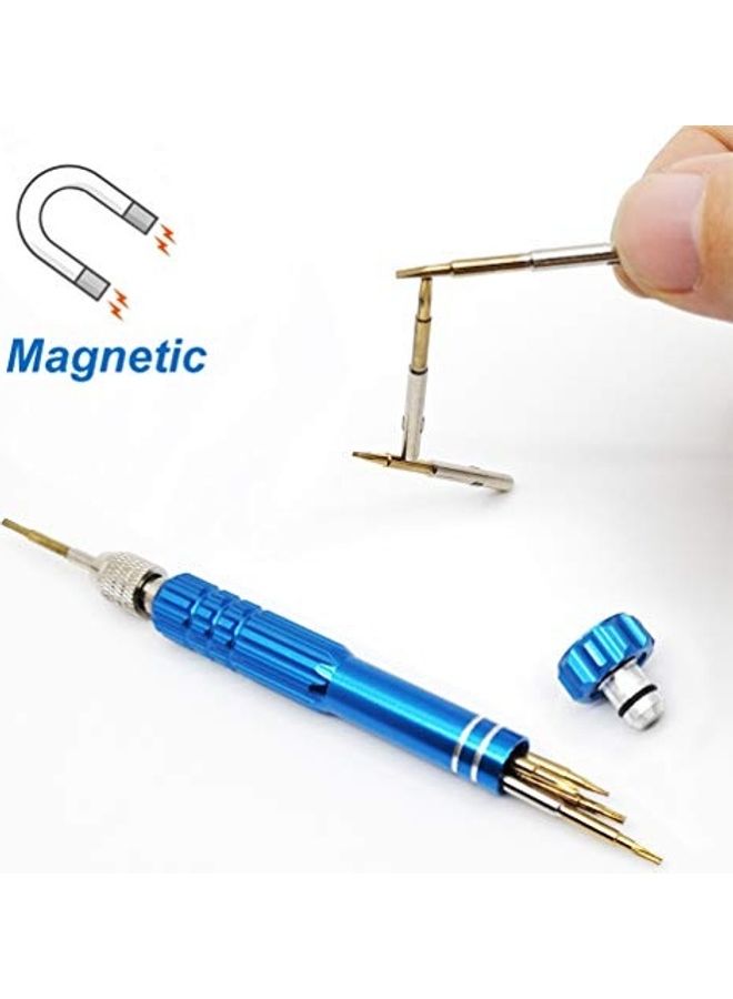 Multifunctional Precision Screw Driver Set Blue/Silver