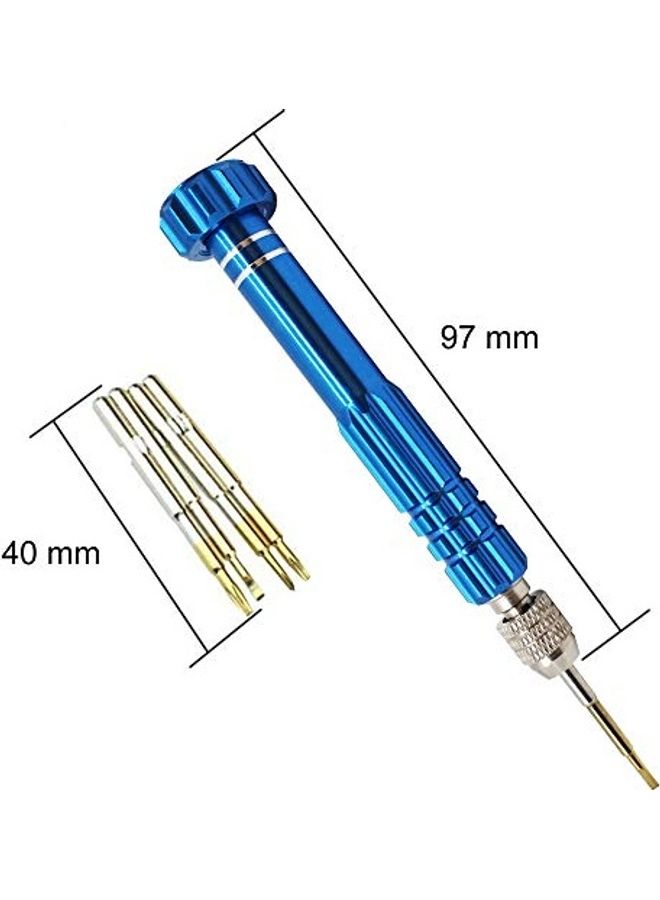 Multifunctional Precision Screw Driver Set Blue/Silver