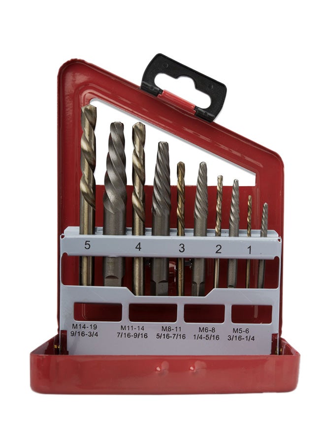 10-Piece Screw Extractor And Left Hand Drill Bit Set Multicolour