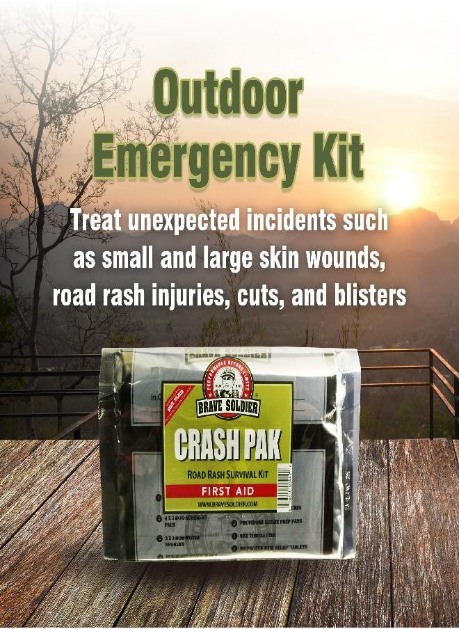 Brave Soldier Cyclist First Aid Kit - Antiseptic Healing Ointment, Bandages, Pain Relief for Road Rash, Cuts, Scrapes and Burns