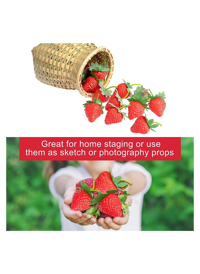 20 Pieces Artificial Strawberries, Fake Strawberries Lifelike Red Realistic Plastic Strawberries Artificial Fruit for Home Kitchen Party Wedding Decoration Arrangements Photography Prop Ornament