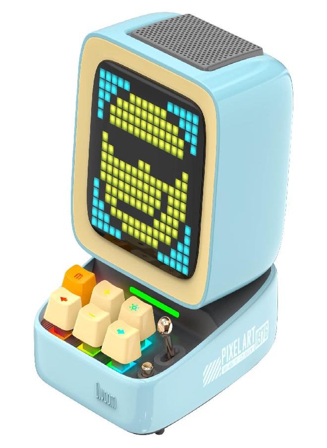 Divoom Ditoo Retro Pixel Art Game Bluetooth Speaker with 16X16 LED App Controlled Front Screen (Blue) …