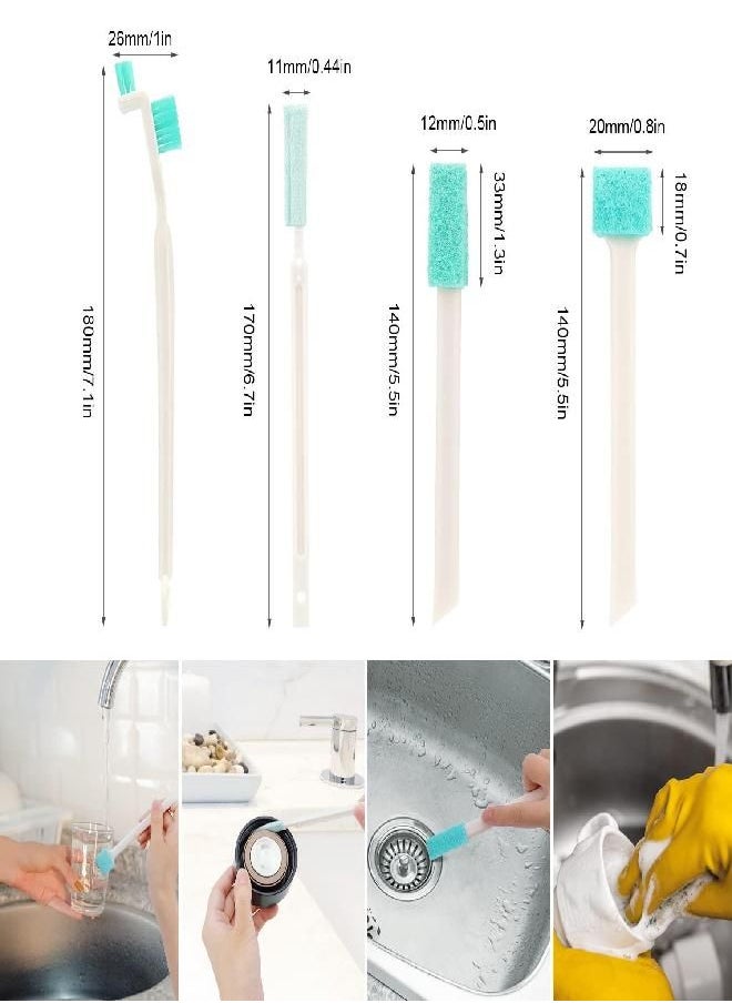 SAVITA 16Pcs Small Household Cleaning Brushes, Tiny Cleaning Brush Set Micro Scrubber 8 in 1 Detail Sponge Cleaning Brush Small Holes Corner Space Keyboard Bottle Tile