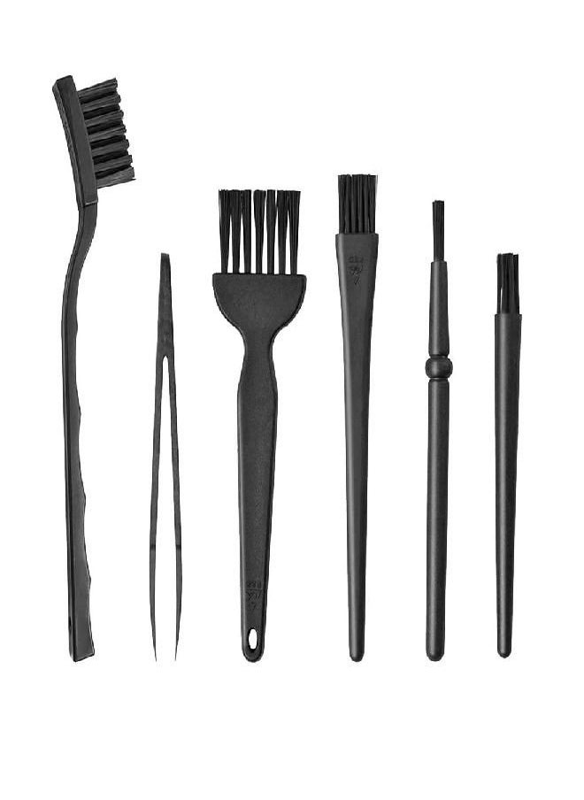ELANE 6 Pcs Small Portable Plastic Handle Nylon Anti Static Brushes Brush Kit Multi-USE for Computer,Car Seat,Keyboard,Home