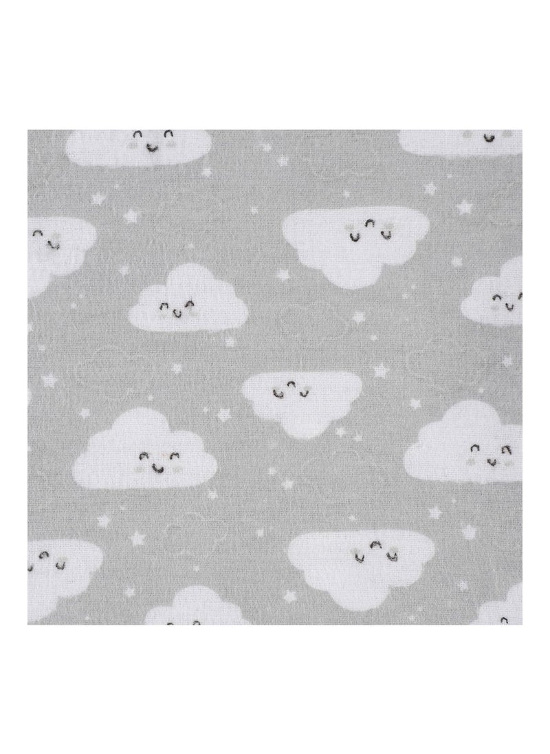 100% Cotton Flannel Receiving Swaddle Blanket Clouds Grey 5 Pack