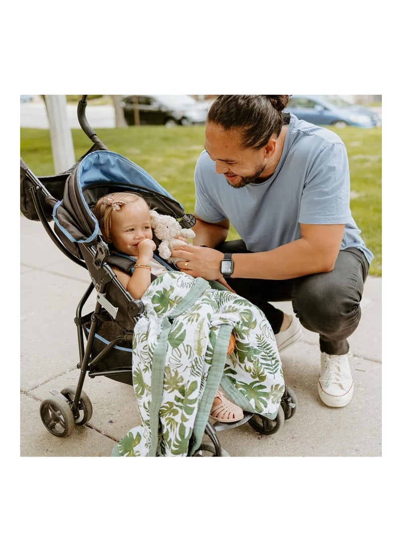 Cotton Muslin Baby Blanket Tropical Leaf