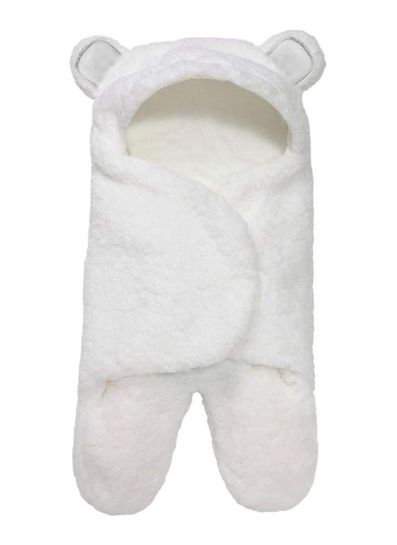 Cute Bear Organic Newborn Swaddle Wrap Gender Neutral Soft Baby Blanket White