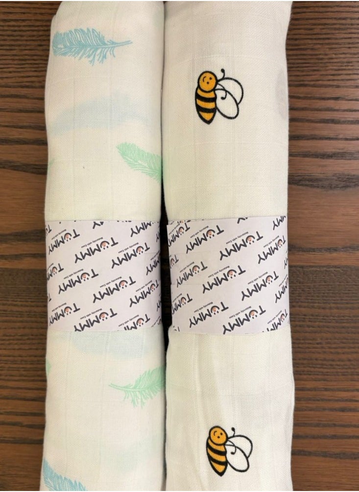 TUMMY Organic Muslin Printed Baby Essential Swaddle Combo pack of 2