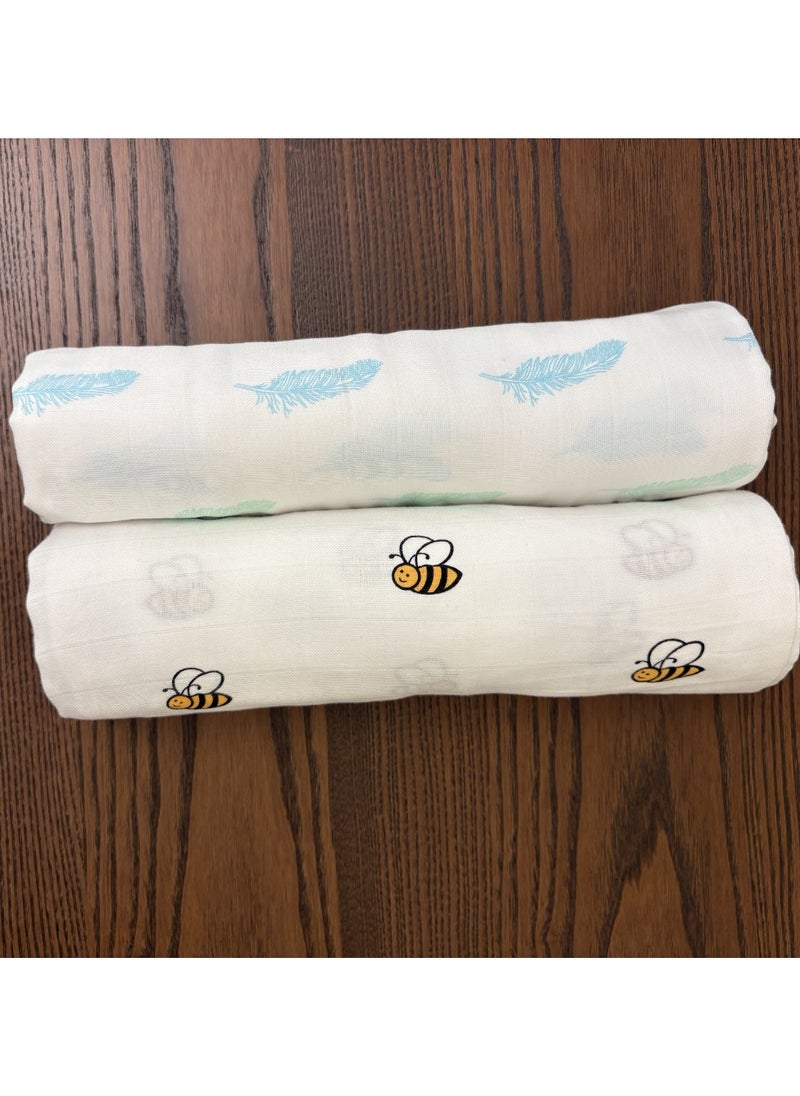 TUMMY Organic Muslin Printed Baby Essential Swaddle Combo pack of 2