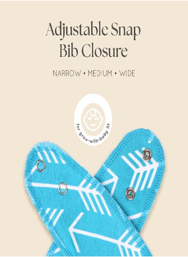 Dodo Babies Bandana Drool Bib Set - Eight 100% Cotton Bibs with Soft Polyester Lining, 2 Pacifier Clips, Binky Case, Blue Gift Bag for Baby Girl or Boy Shower - Adjustable Snap Fit for 3-24 Months