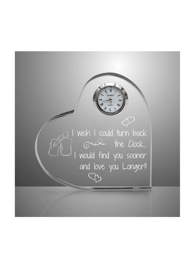 Heart Shaped Crystal Clock For Valentine’s Day–Romantic Gift For Him&Her–Beautiful Glass Table Clock For Boyfriend,Girlfriend,Husband&Wife–Gift Idea For Anniversaries,Weddings