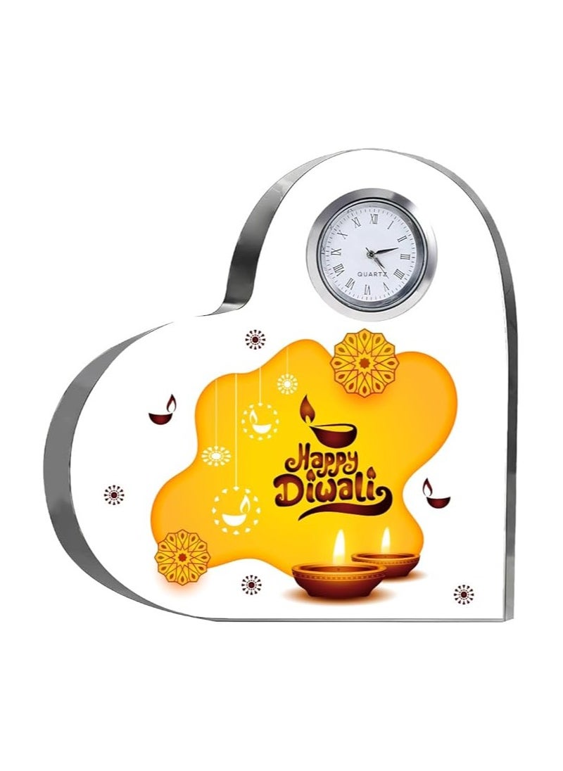 Diwali Special Heart-Shaped Crystal Clock Gift-Thoughtful Presents For Diwali Gifts For Your Friends And Family