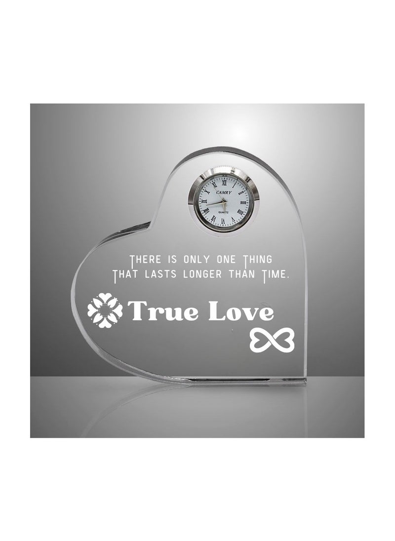 Heart Shaped Crystal Clock For Valentine’s Day–Romantic Gift For Him&Her–Beautiful Glass Table Clock For Boyfriend,Girlfriend,Husband&Wife–Gift Idea For Anniversaries,Weddings