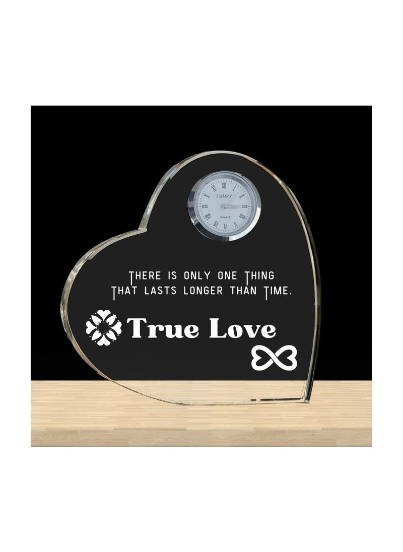 Heart Shaped Crystal Clock For Valentine’s Day–Romantic Gift For Him&Her–Beautiful Glass Table Clock For Boyfriend,Girlfriend,Husband&Wife–Gift Idea For Anniversaries,Weddings