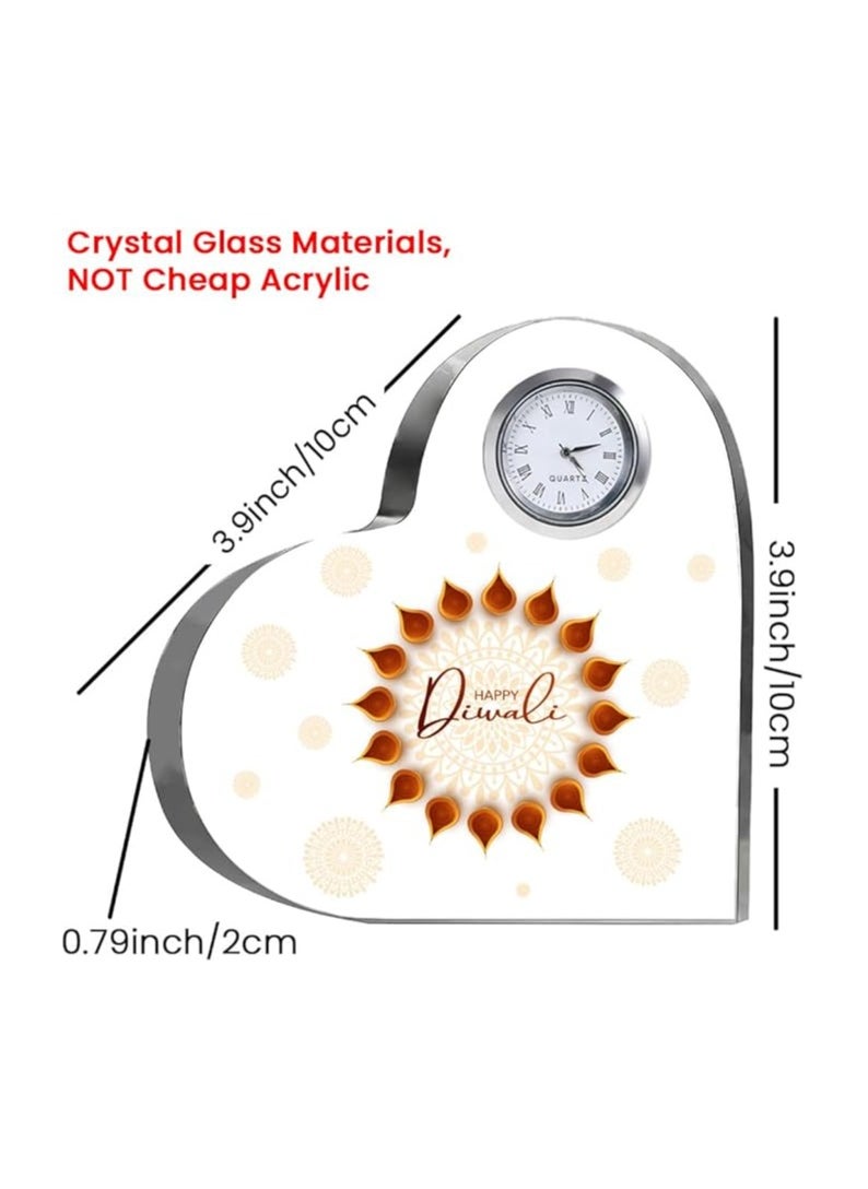 Diwali Special Heart-Shaped Crystal Clock Gift-Thoughtful Presents For Diwali Gifts For Your Friends And Family