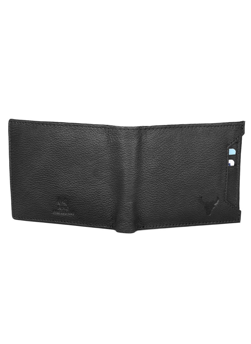 NAPA HIDE Black Leather Wallet for Men I 3 Card Slots I 2 Currency Compartments I 1 ID Window I 3 Secret Compartments I External Card Slot I 1 Coin Pocket