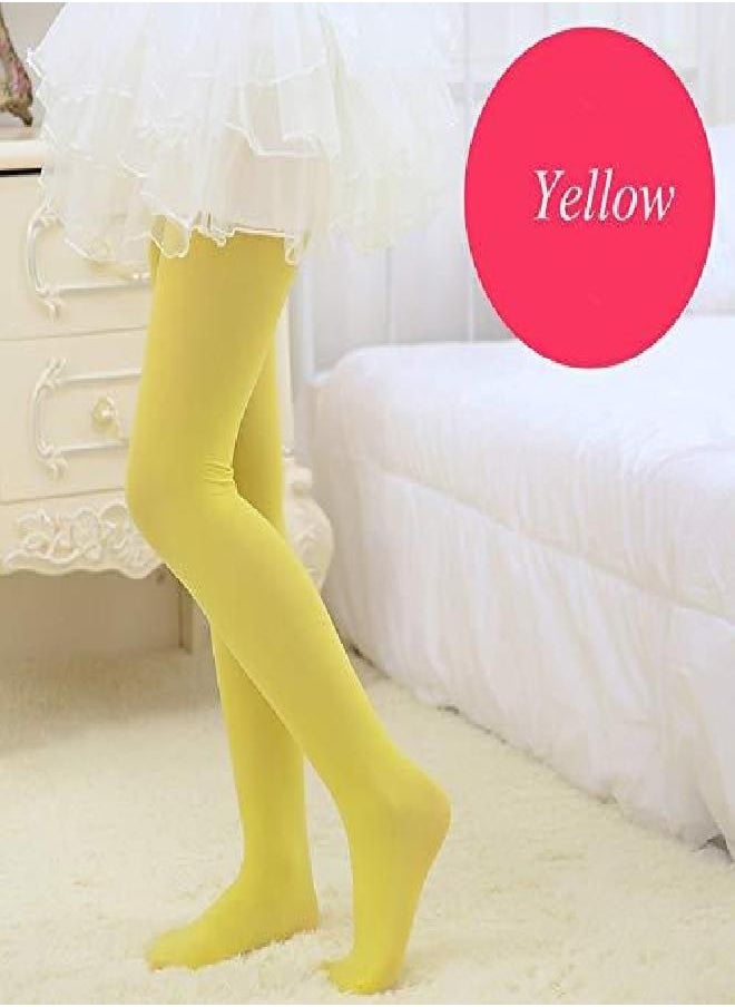 CHUNG Girls Light Weight High Stretchy Footed Legging Lights Students Ballet Bottom, Yellow, 2-3Y