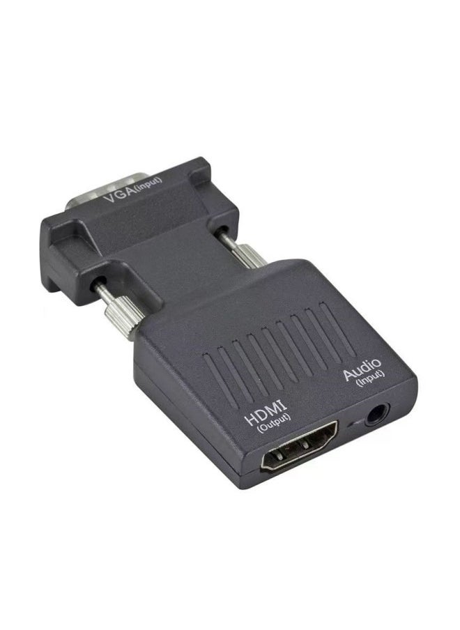 1080P Audio and Video Synchronization VGA Male To HDMI Female Video Adapter With Audio Cable Jack Black