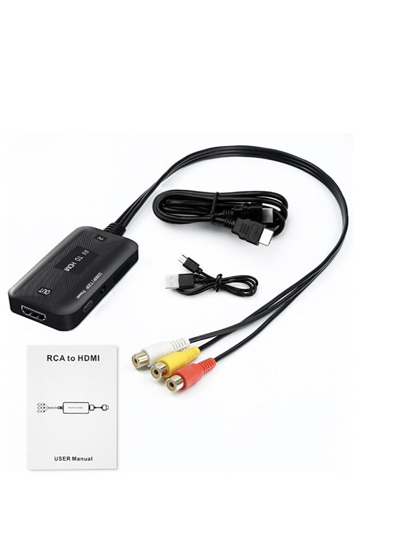 1080P RCA to HDMI Converter for TV PC PS3 Xbox VCR Blue-Ray DVD Players with USB Power Cable