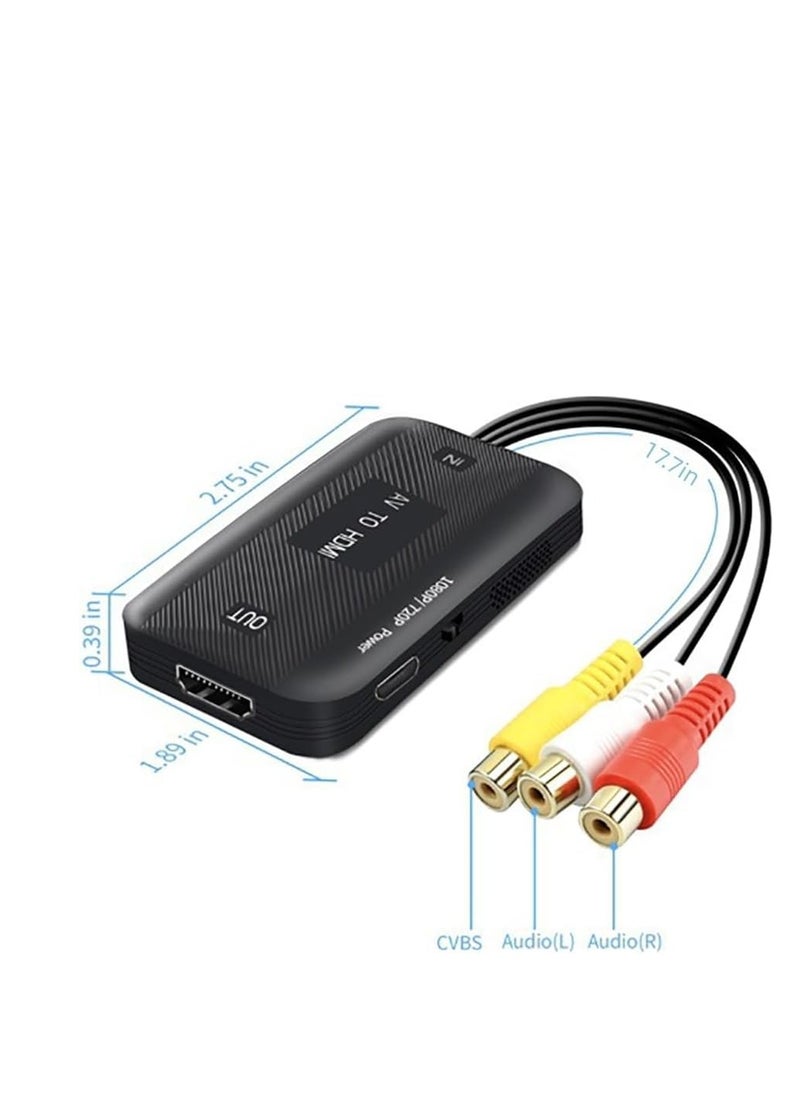 1080P RCA to HDMI Converter for TV PC PS3 Xbox VCR Blue-Ray DVD Players with USB Power Cable