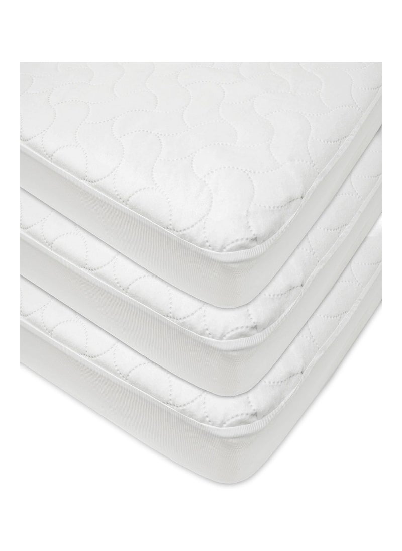 3 Pack Waterproof Fitted Crib And Toddler Protective Mattress Pad Cover, White, For Boys And Girls