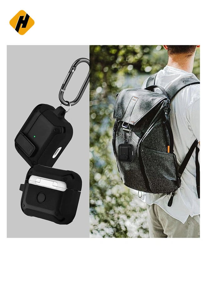 Lock Design Airpdods 3 case,RGBWIND Air Pod 3rd (2021) Cover with Keychain,Hard Protective Skin for Airpod 3 Charging Case,LED Visible