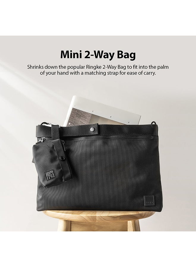 Mini Pouch [2-Way Bag Miniature] Nylon Carrying Pouch Small Bag for AirPods, Galaxy Buds, Earphones, Cards, ID - Black