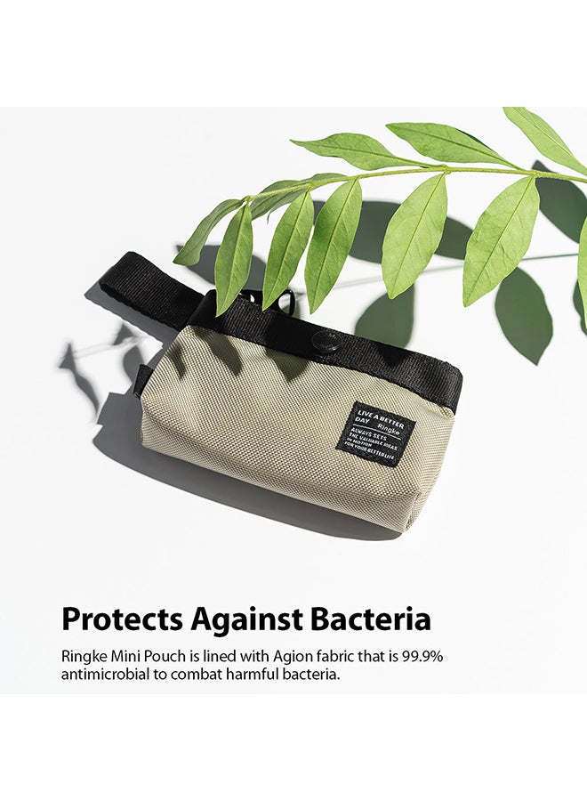 Mini Pouch [2-Way Bag Miniature] Nylon Carrying Pouch Small Bag for AirPods, Galaxy Buds, Earphones, Cards, ID - Black