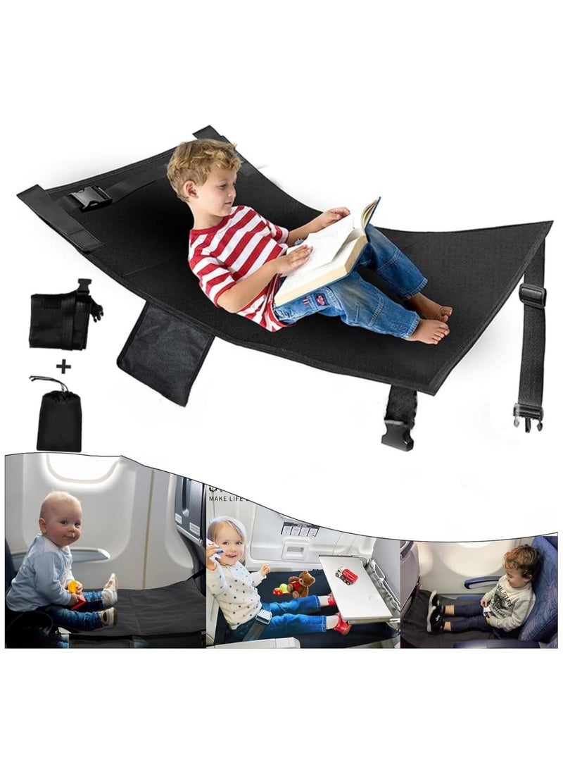 Airplane Bed for Toddler, Airplane Seat Extender for Kids, Kids Bed Airplane, Baby Plane Travel Essentials, Infant Flight Foot Rest for Airplane Travel (Black)