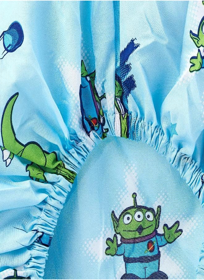 Disney Toy Story Power Up 2 Pack Fitted Sheet and Pillowcase Toddler Sheet Set, Blue/Green