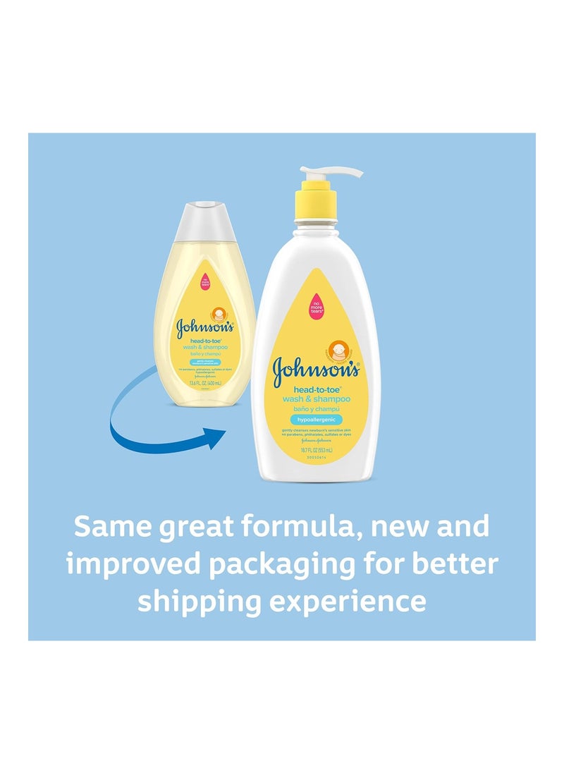 Tear-Free, Sulfate-Free & Hypoallergenic Bath Wash & Shampoo For Sensitive Baby Skin, Washes Away 99.9% Germs, Clear, 18.7 Fl Oz (Pack Of 2)