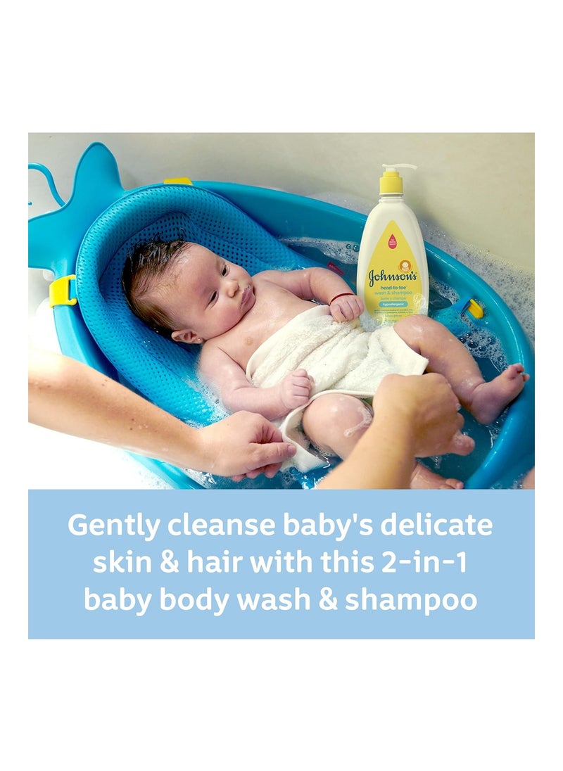 Tear-Free, Sulfate-Free & Hypoallergenic Bath Wash & Shampoo For Sensitive Baby Skin, Washes Away 99.9% Germs, Clear, 18.7 Fl Oz (Pack Of 2)