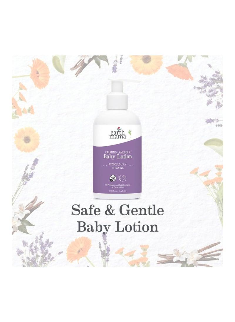 Calming Lavender Baby Lotion, Nourishing Organic Calendula + Rooibos For Sensitive Skin, 8 Fl Oz (2-Pack)