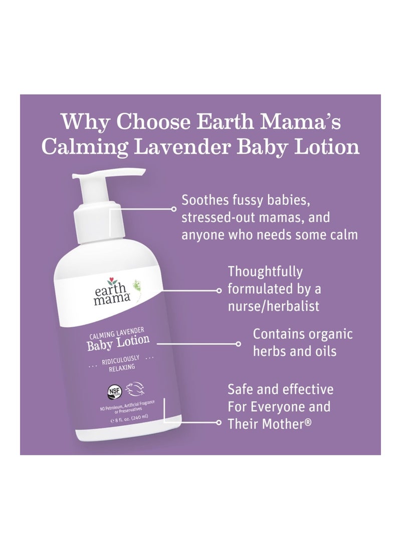 Calming Lavender Baby Lotion, Nourishing Organic Calendula + Rooibos For Sensitive Skin, 8 Fl Oz (2-Pack)