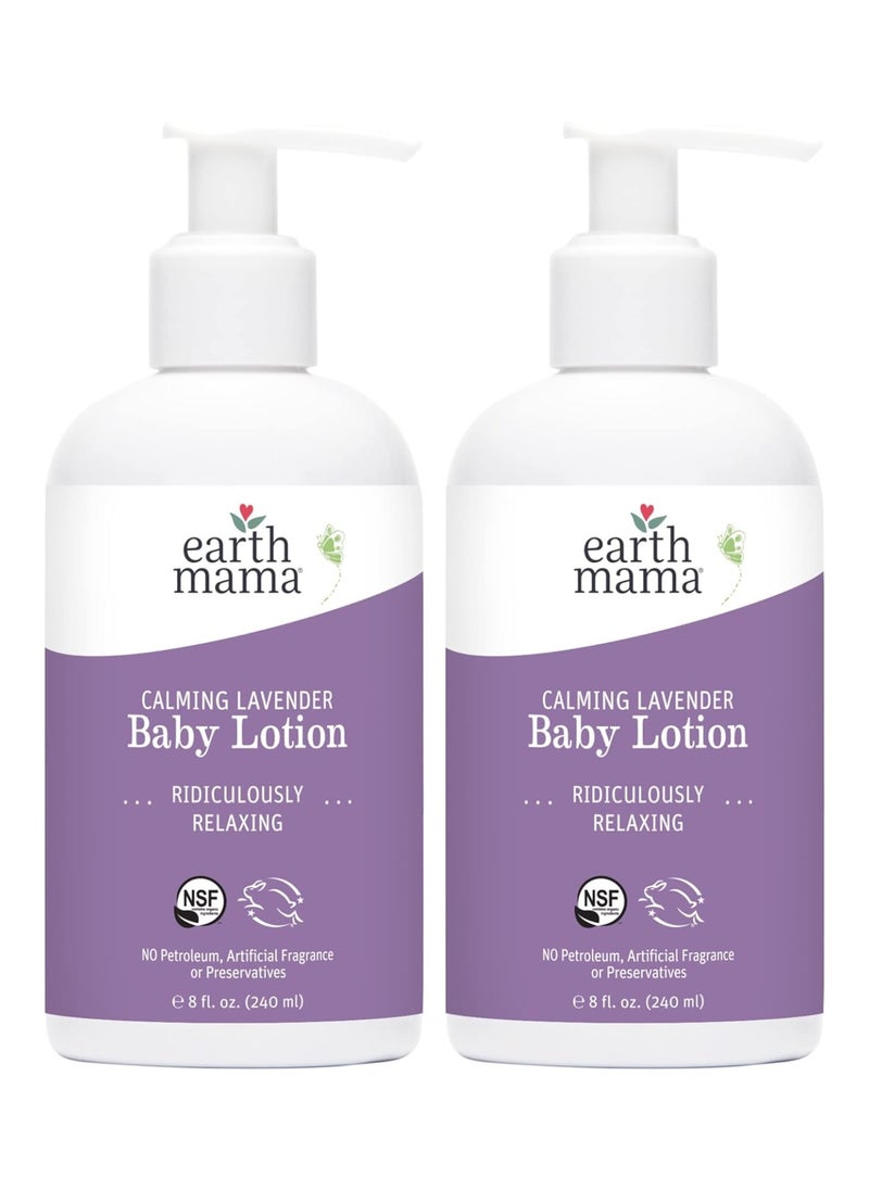 Calming Lavender Baby Lotion, Nourishing Organic Calendula + Rooibos For Sensitive Skin, 8 Fl Oz (2-Pack)