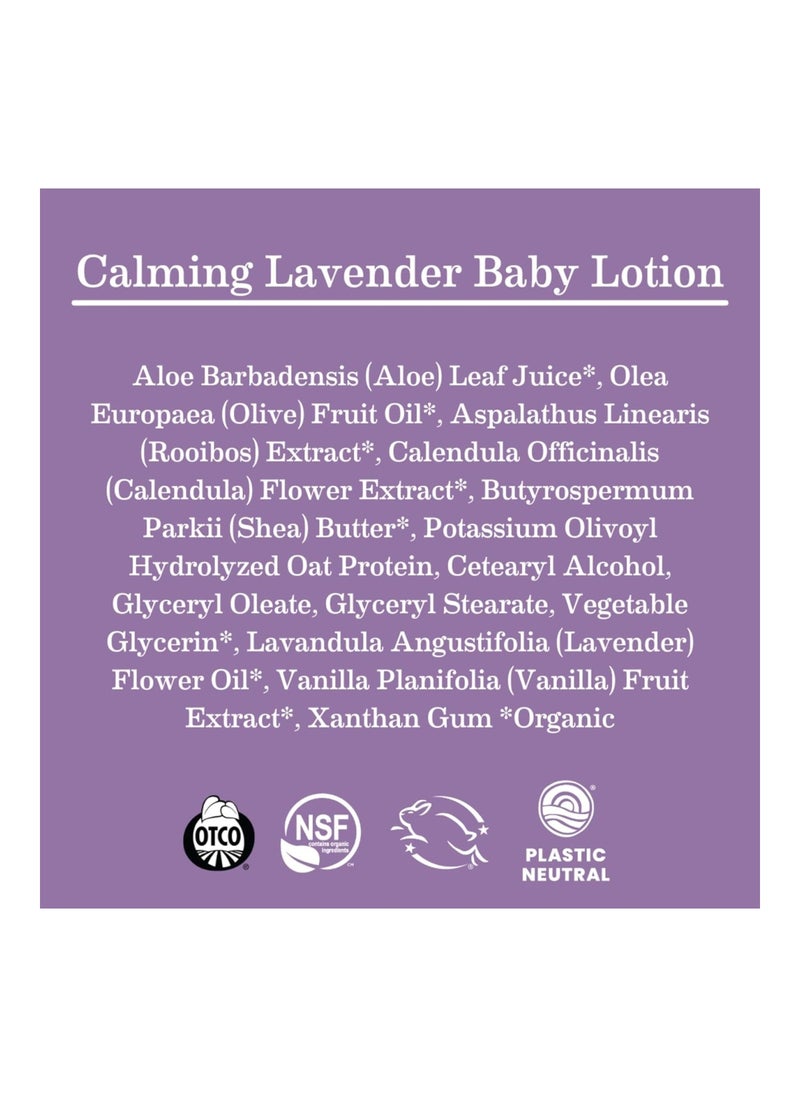 Calming Lavender Baby Lotion, Nourishing Organic Calendula + Rooibos For Sensitive Skin, 8 Fl Oz (2-Pack)