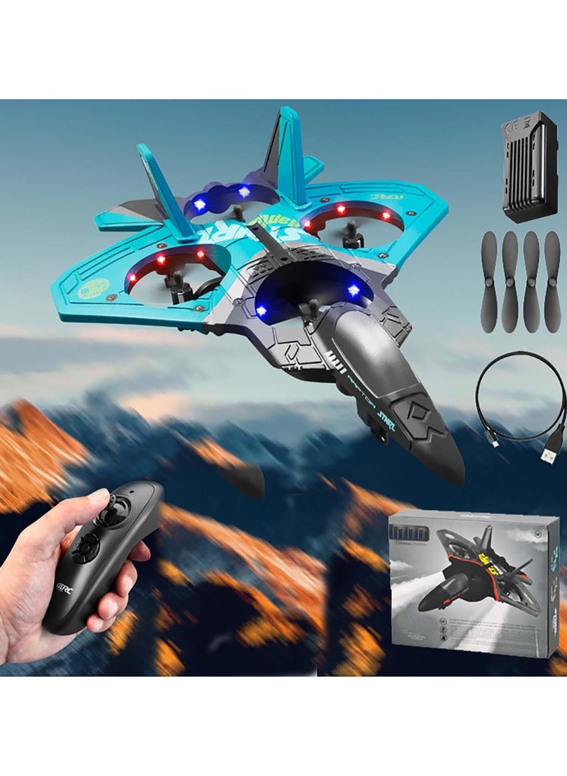 Henakmsl 2.4GHz RC Aeroplane L0712 Quadcopter Fighter Plane – Remote Controlled Aeroplane Toy with Colored Lights, USB Charging, RTF for Beginners, Kids & Adults