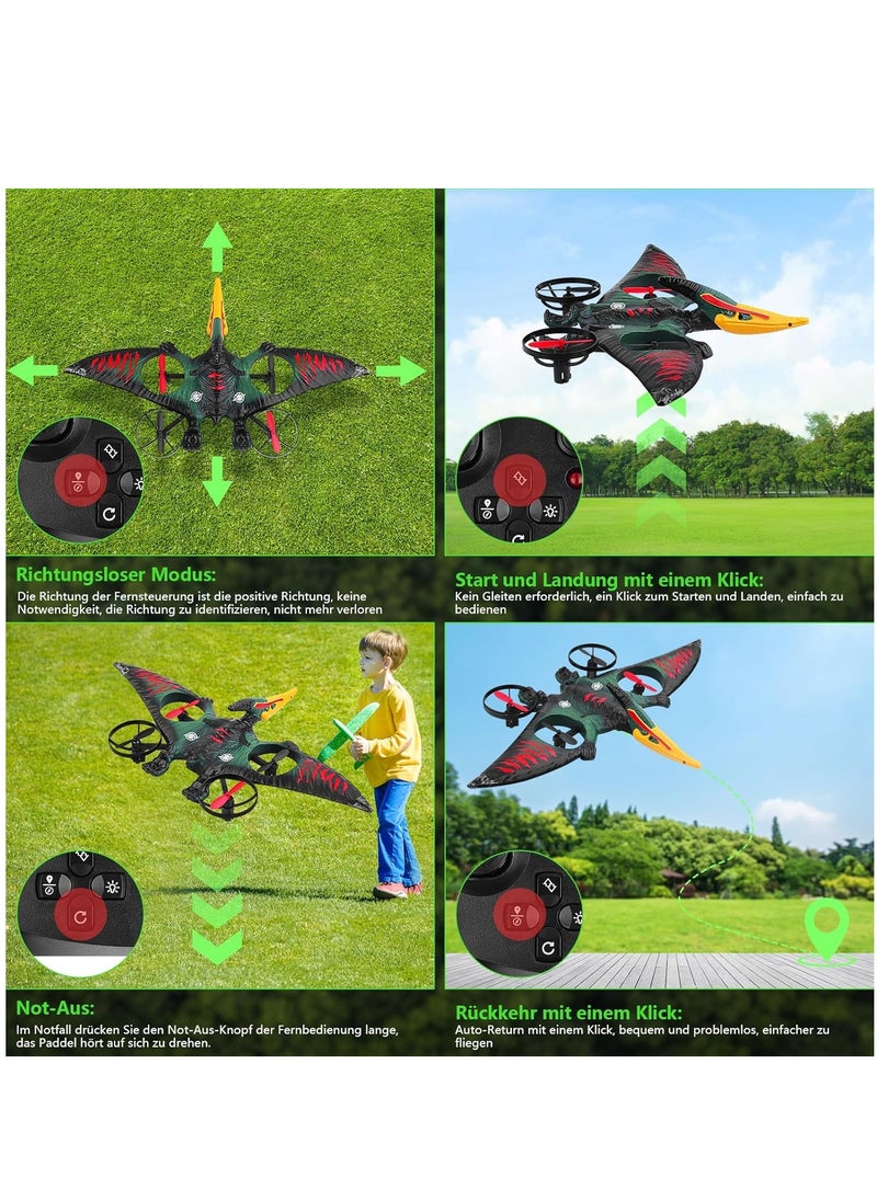 RC Aeroplane 2.4GHz Remote Controlled Aeroplane L0713 Quadcopter Floating Fighter Aircraft RC Aeroplane RTF for Beginners/Children/Adults, USB Charging, Green