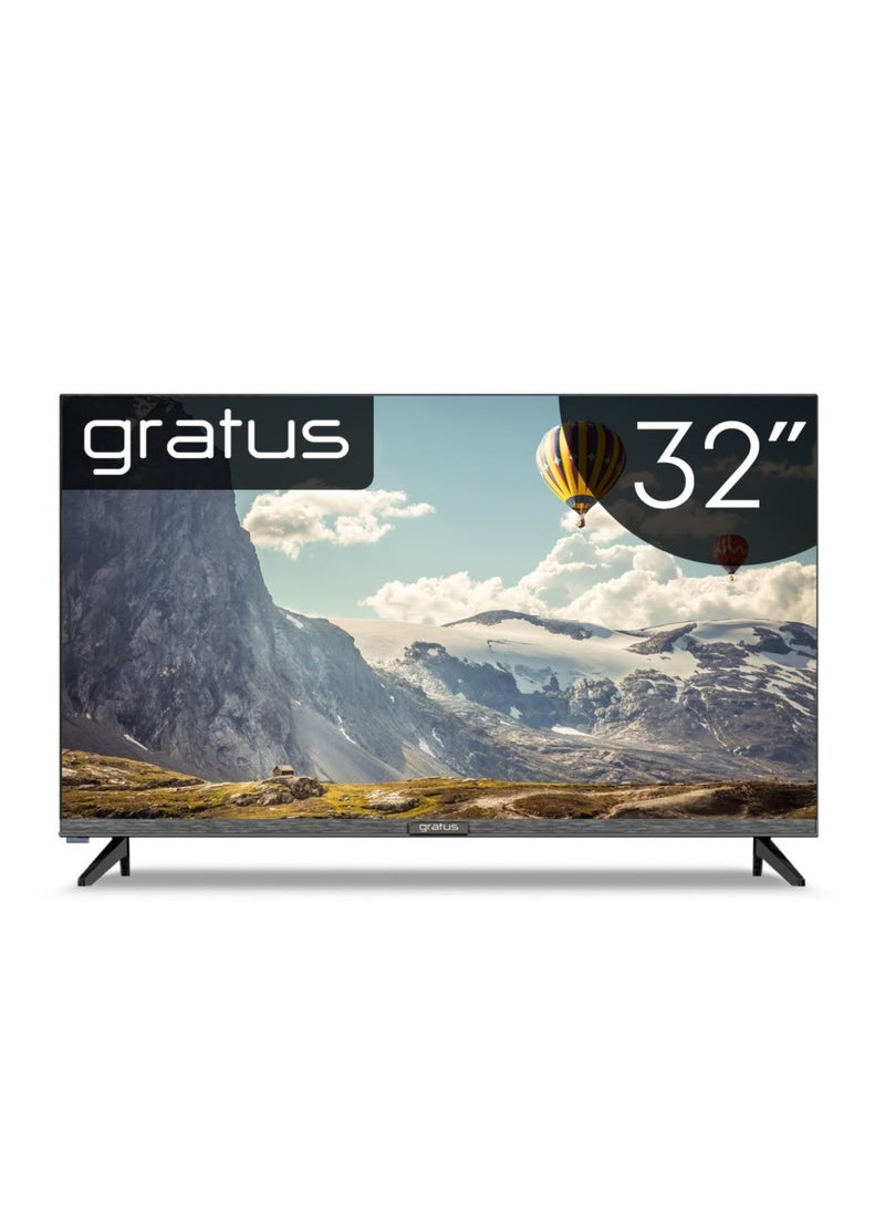 Gratus 32″ Edgeless HD ready LED Smart TV, DVB T2/S2 Built-in receiver, Android 12, 2 USB, 3 HDMI, High Resolution, Superior Sound, Model- LT32A23H