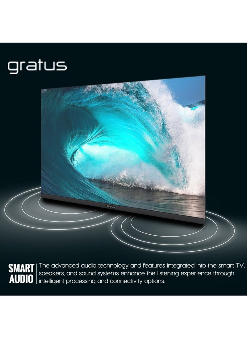 Gratus 43″ Full HD Edgeless Smart TV, 2G8GB SUPER MEMORIA Smart With T2 /S2 (receiver Inbuilt), Android 12, Color Box, YouTube, FaceBook, A+ Panel, Model- LT43Q24H