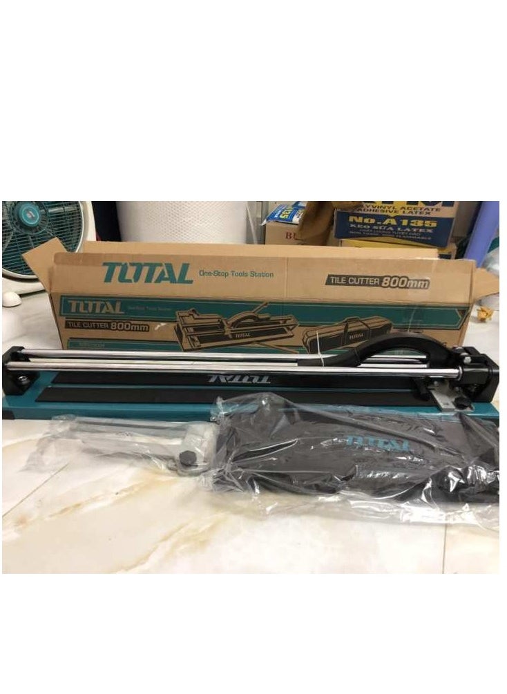 TOTAL Tile Cutter – Max Cutting Length 800mm, 14mm Thickness – Steel Base, Tungsten Carbide Ball Bearing Blade – Multi-Function Tile Cutter for Direct & Diagonal Line Cutting – Includes Aluminium Gauge & Carry Bag