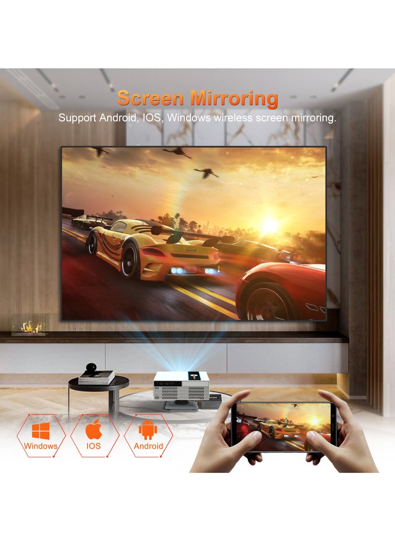 Classic Projector Multifunctional Projector X6 Full HD 1080P Auto Focus Auto Keystone Correction Intelligent Obstacle Avoidance Screen Automatic Alignment Multiple Compatible Interfaces Headset TV Box PC iPad Phone PS4 PS5 USB White