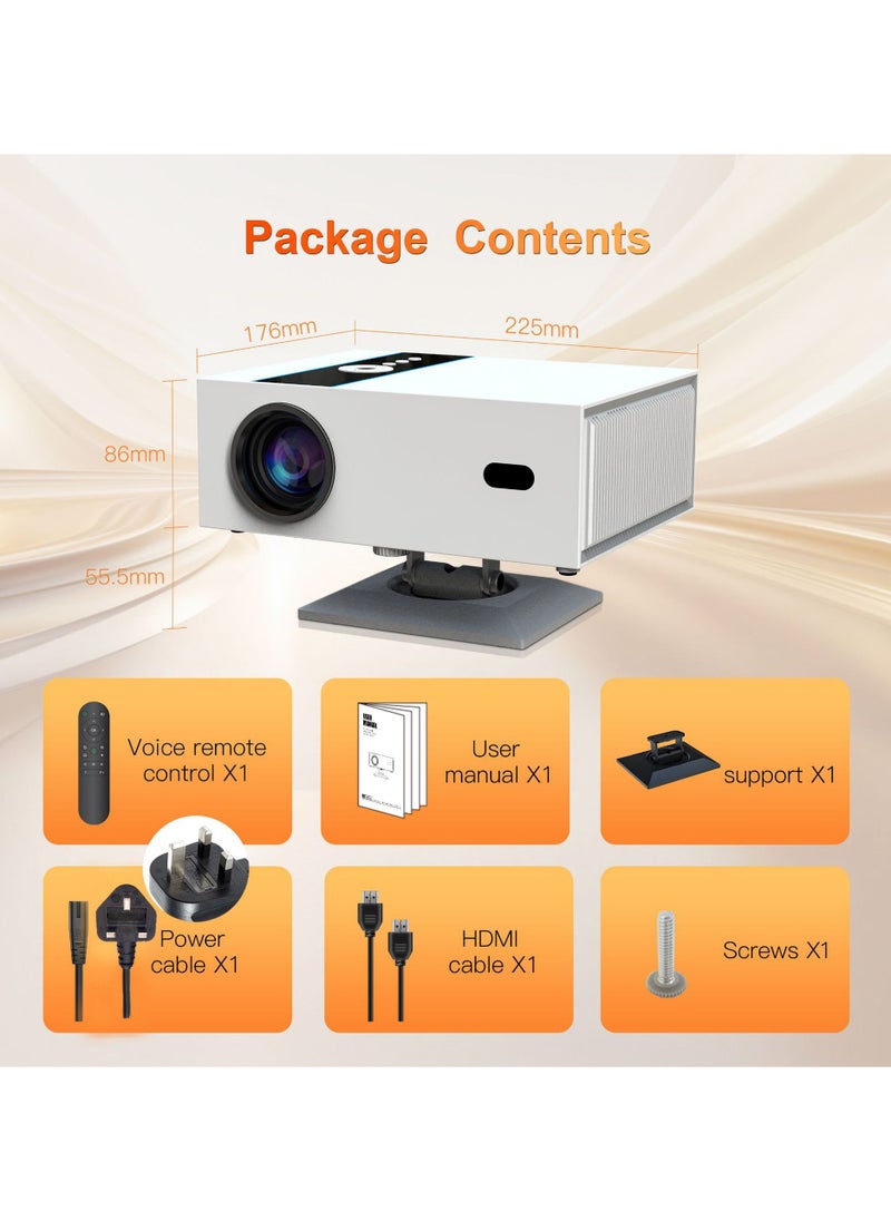 Classic Projector Multifunctional Projector X6 Full HD 1080P Auto Focus Auto Keystone Correction Intelligent Obstacle Avoidance Screen Automatic Alignment Multiple Compatible Interfaces Headset TV Box PC iPad Phone PS4 PS5 USB White