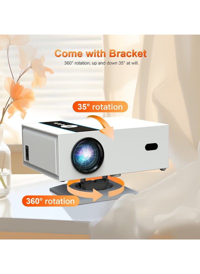 Classic Projector Multifunctional Projector X6 Full HD 1080P Auto Focus Auto Keystone Correction Intelligent Obstacle Avoidance Screen Automatic Alignment Multiple Compatible Interfaces Headset TV Box PC iPad Phone PS4 PS5 USB White