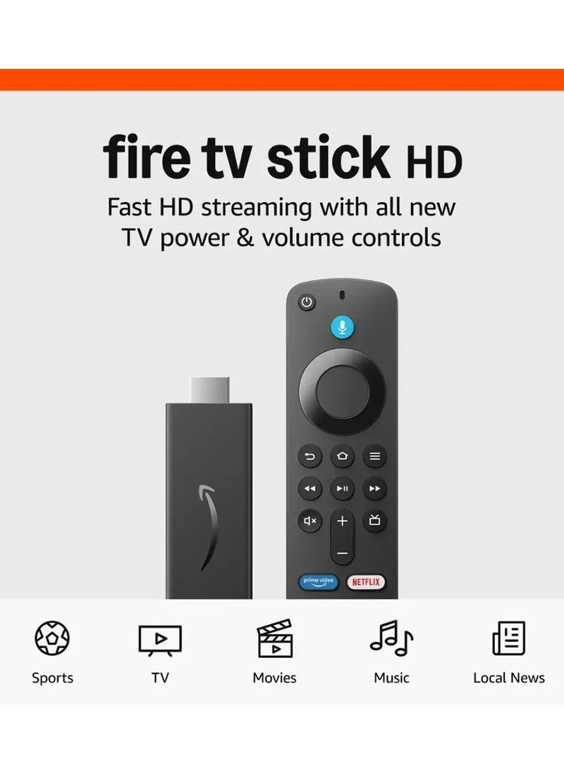 TV Fire Stick HD, free and live TV, Voice Remote, smart home controls, HD streaming