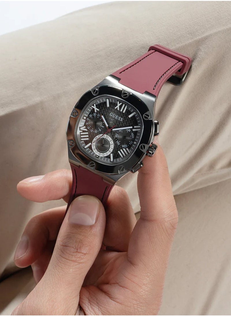 Headline Men’s Burgundy Grey Multi-function Silicone Strap Watch GW0571G4 - 42mm