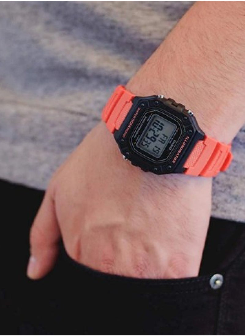Men's Resin Digital Wrist Watch W-218H-4B2VDF - 44 mm - Orange