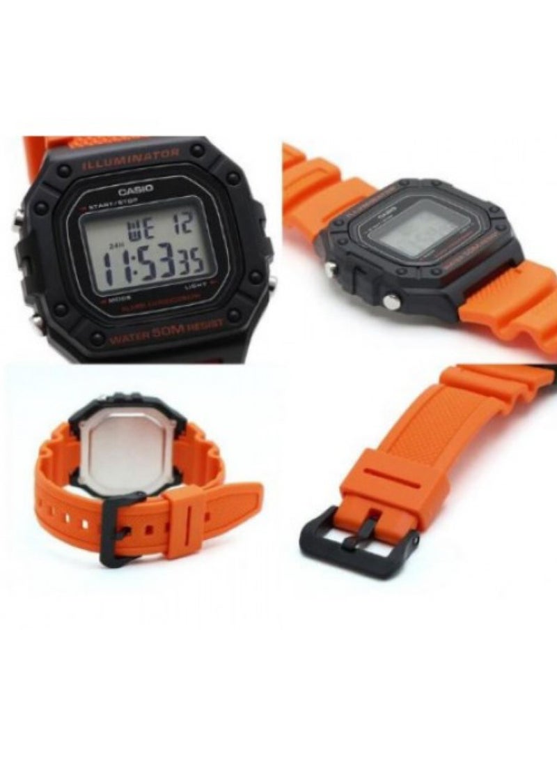 Men's Resin Digital Wrist Watch W-218H-4B2VDF - 44 mm - Orange
