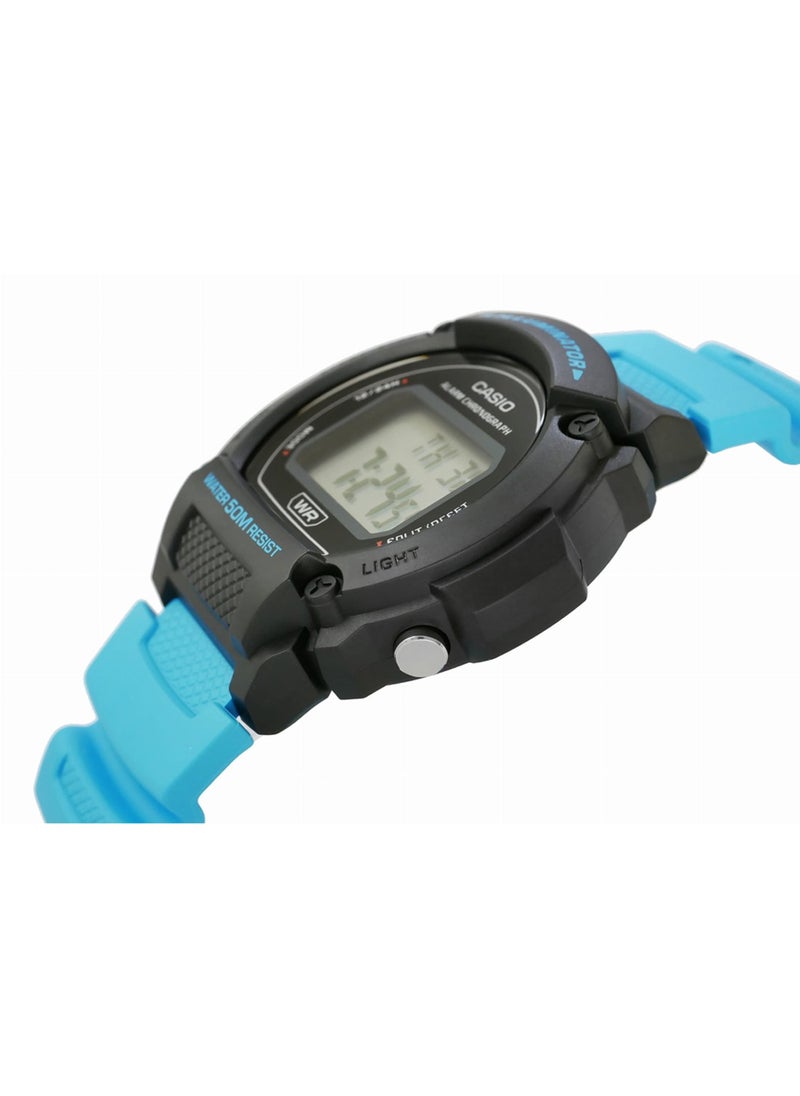 Hexagon Shape Digital Resin Wrist Watch W-219H-2A2VDF - 44mm - Blue