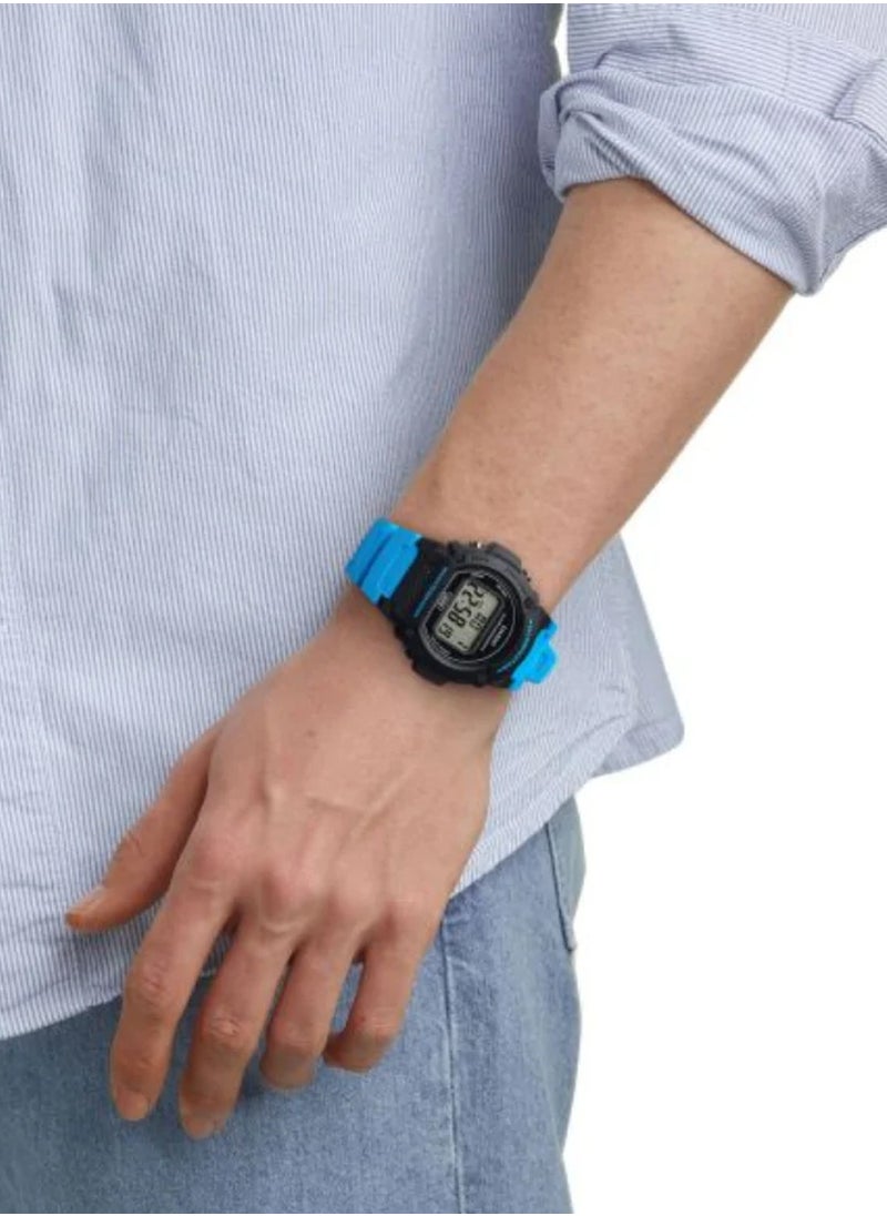 Hexagon Shape Digital Resin Wrist Watch W-219H-2A2VDF - 44mm - Blue